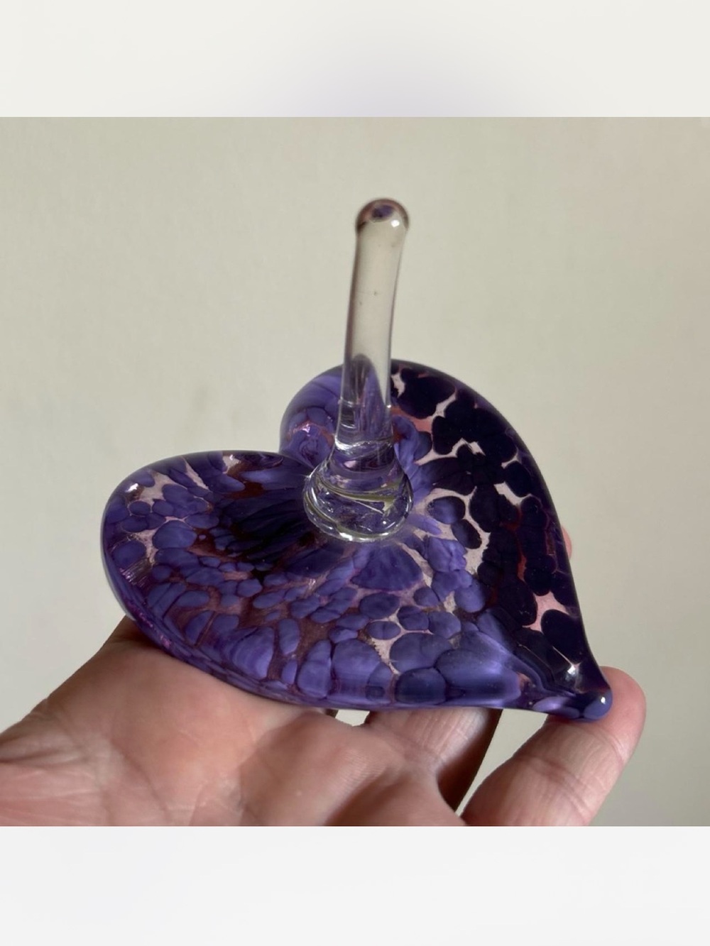 Blown glass Purple Heart ring holder